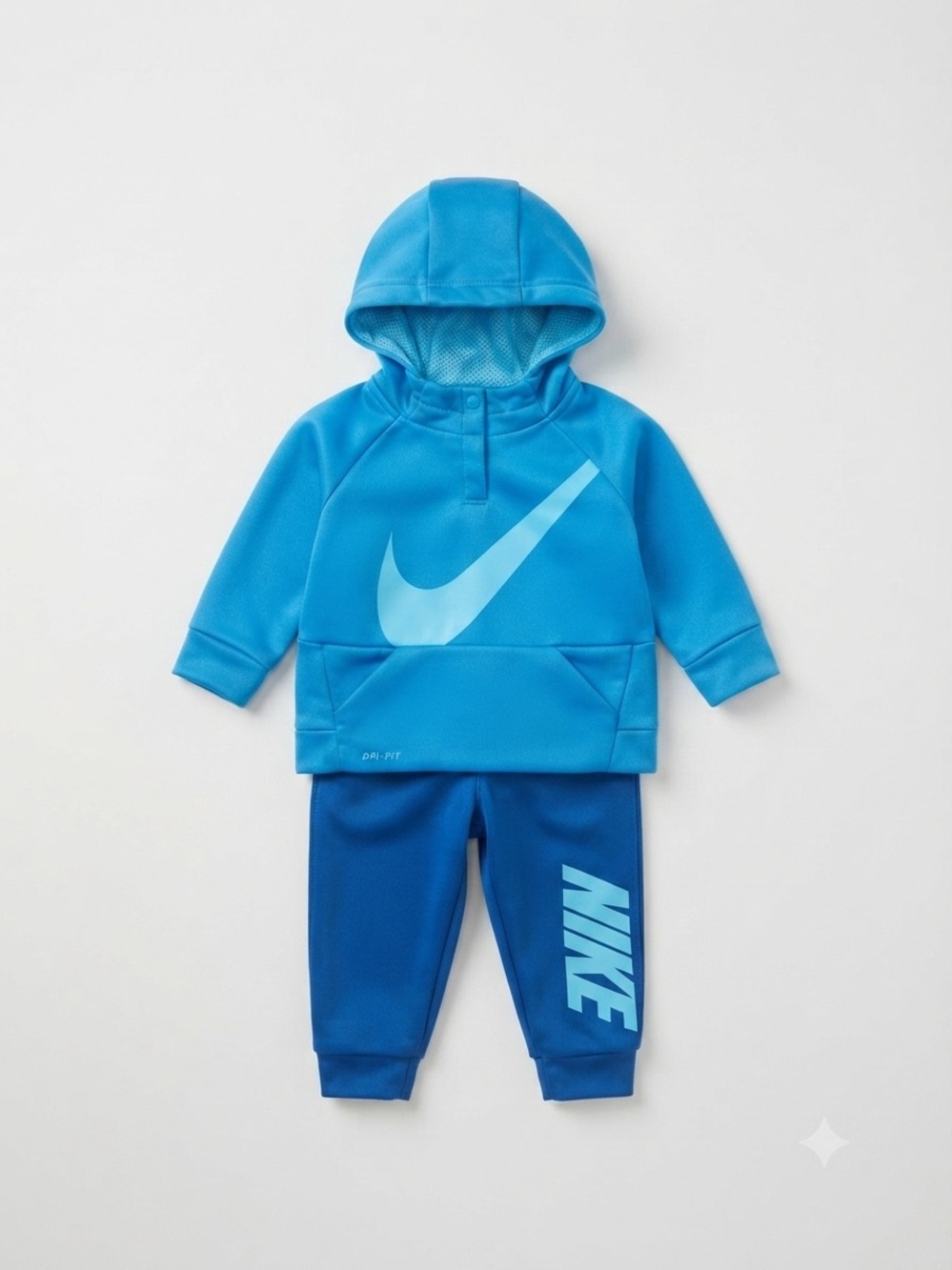 Nike Baby Bright Blue Hoodie & Deep Blue Joggers Set - 3/6M